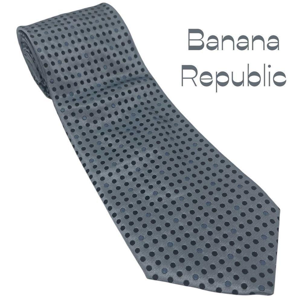 Banana Republic Silver Green Polka Dot Silk Necktie NWT Office